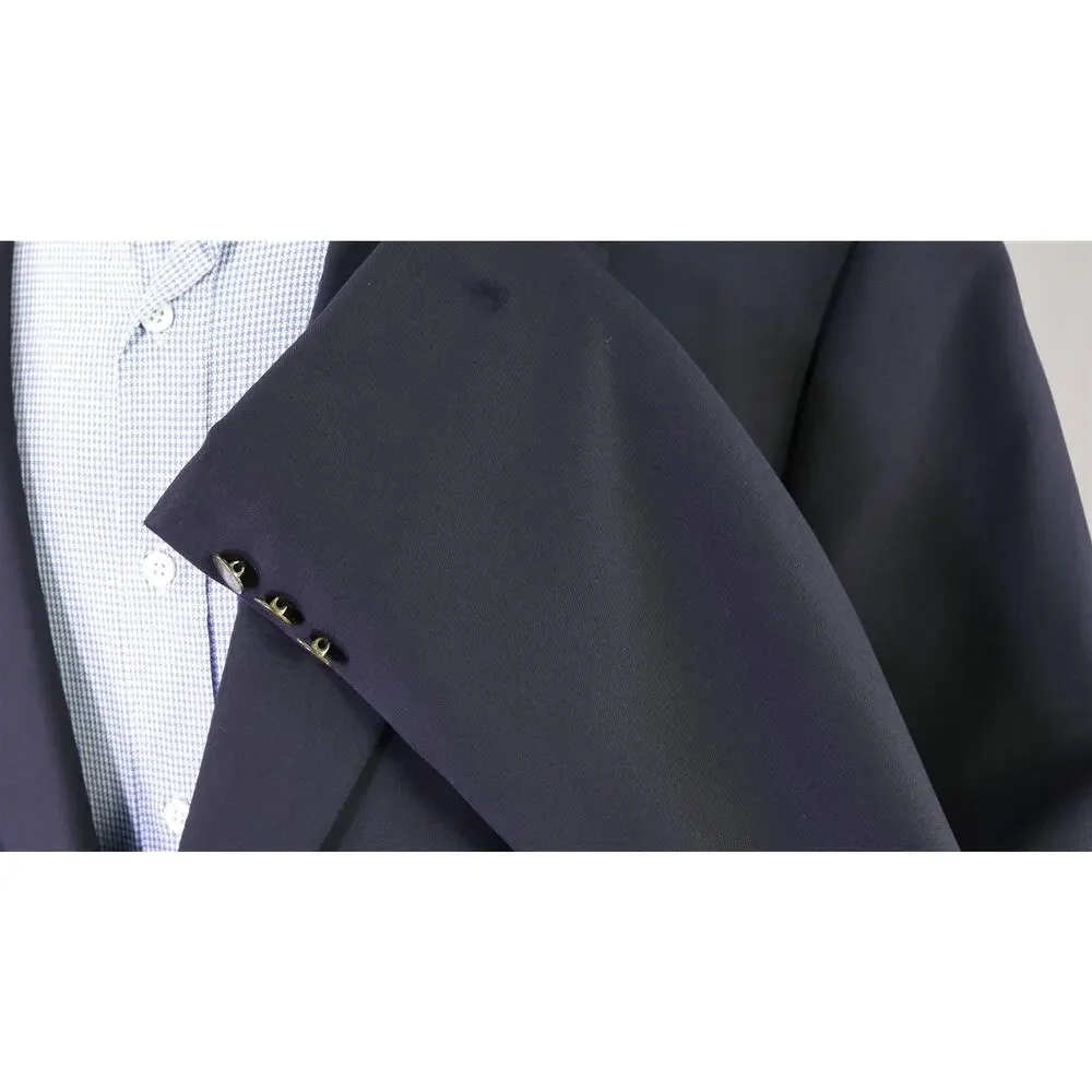 Hickey Freeman Navy Blue Roman Coin Buttons Wool Blazer Jacket 44L